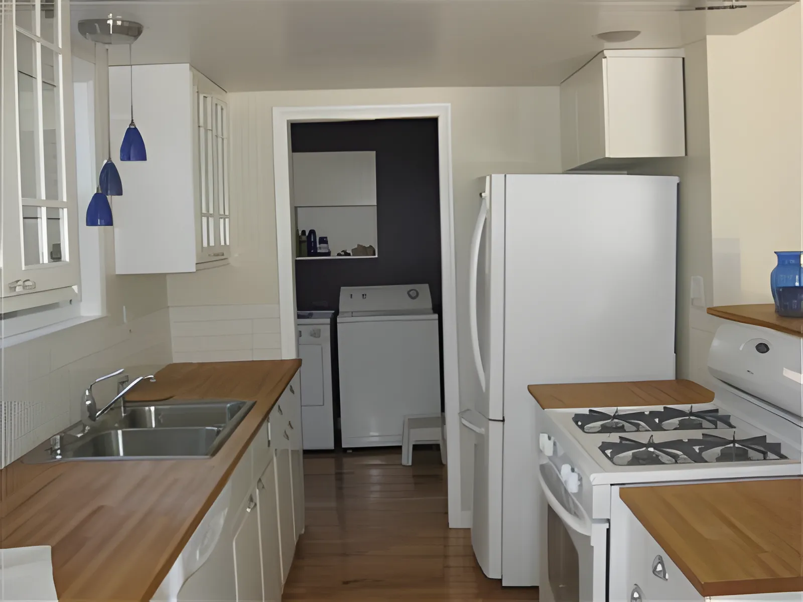 Renovated kitchen with butcher block counters