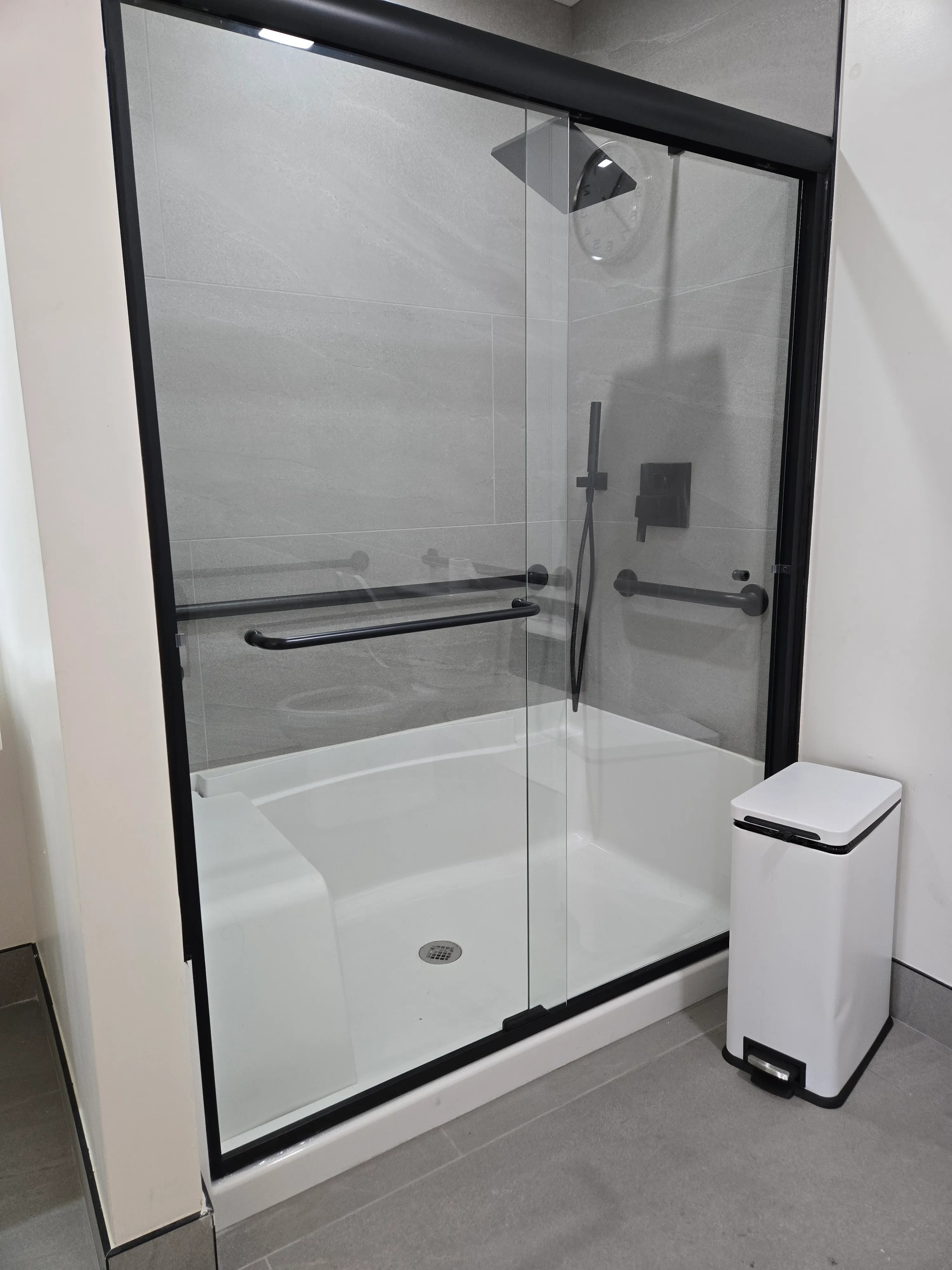 Side elevation showing new paint and trim work