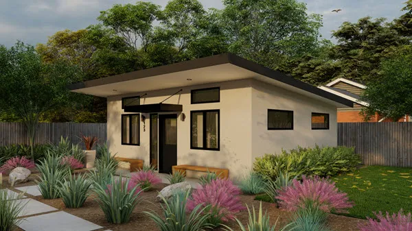 Detached Sacramento ADU with modern siding and porch